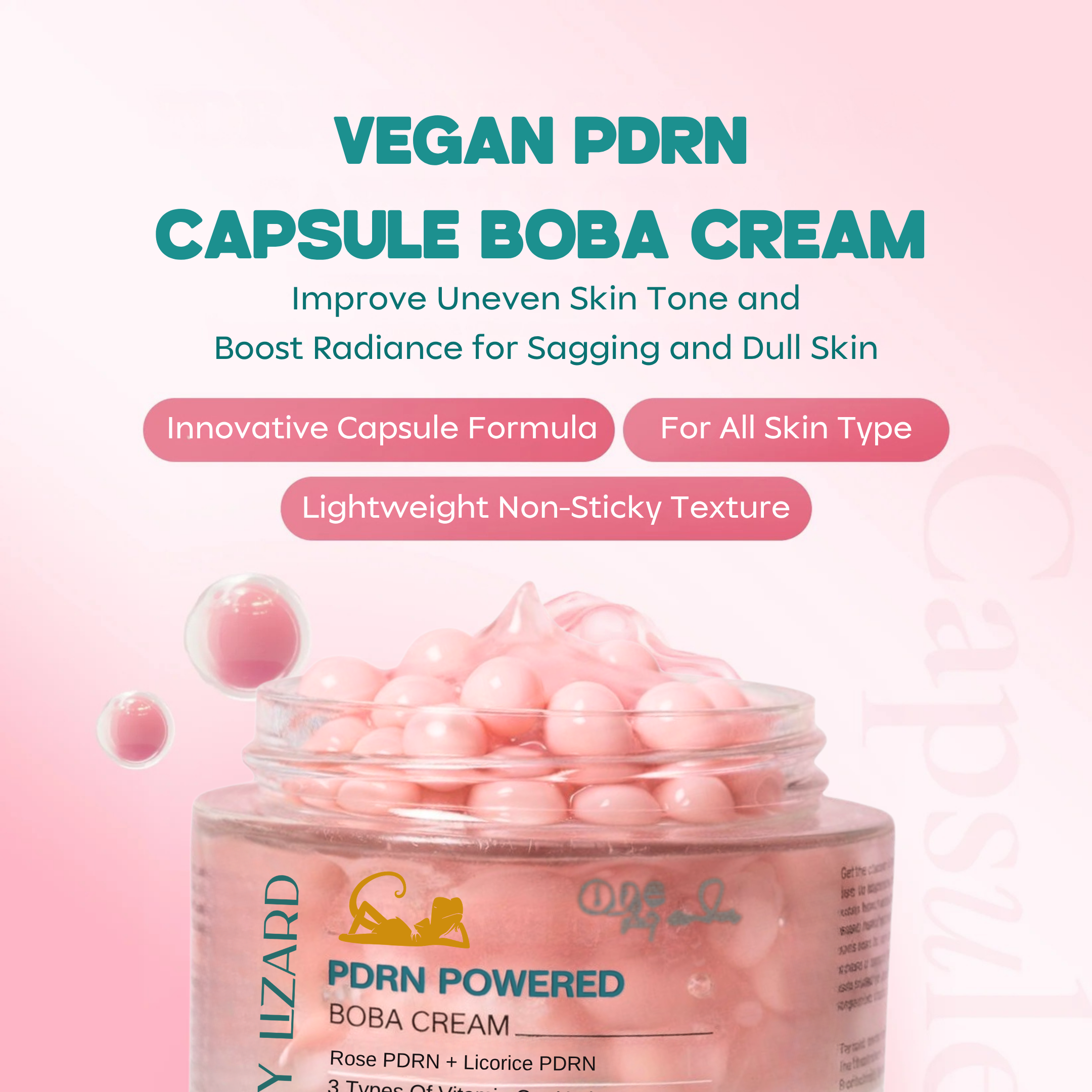 Lazy Lizard PDRN Boba Cream for Glass Glow & Deep Hydration – 55g