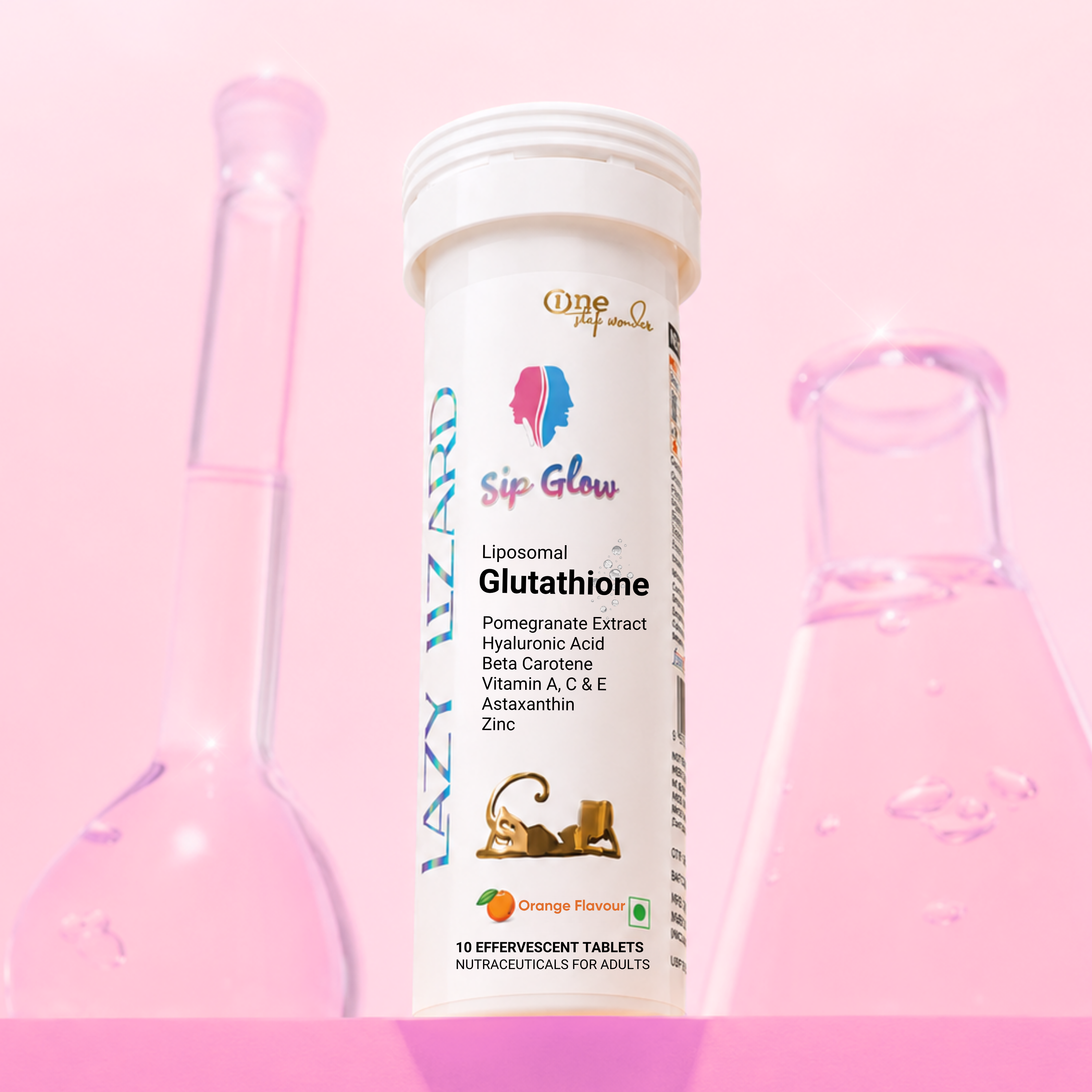 Lazy Lizard Sip Glow Liposomal Glutathione Effervescent Tablets