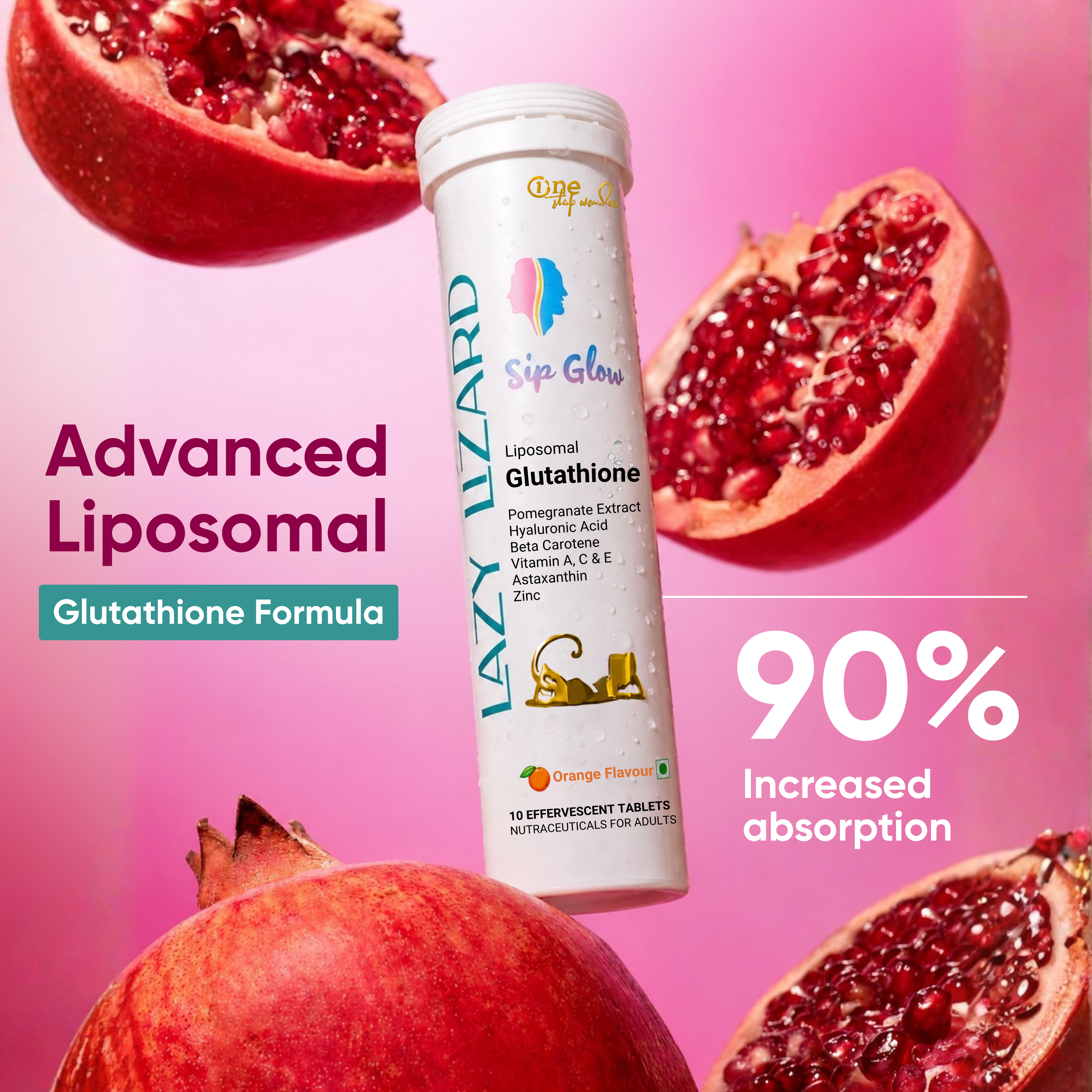 Lazy Lizard Sip Glow Liposomal Glutathione Effervescent Tablets