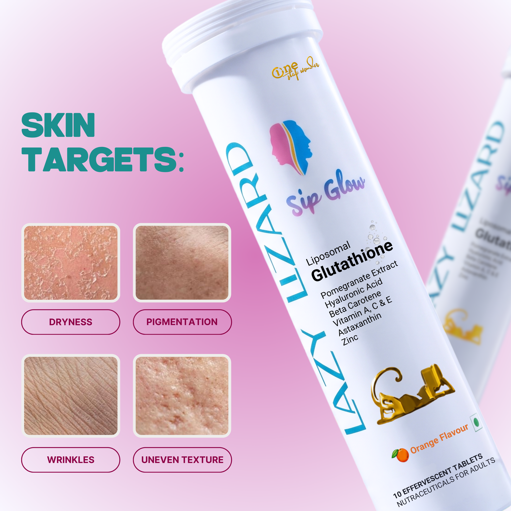 Lazy Lizard Sip Glow Liposomal Glutathione Effervescent Tablets