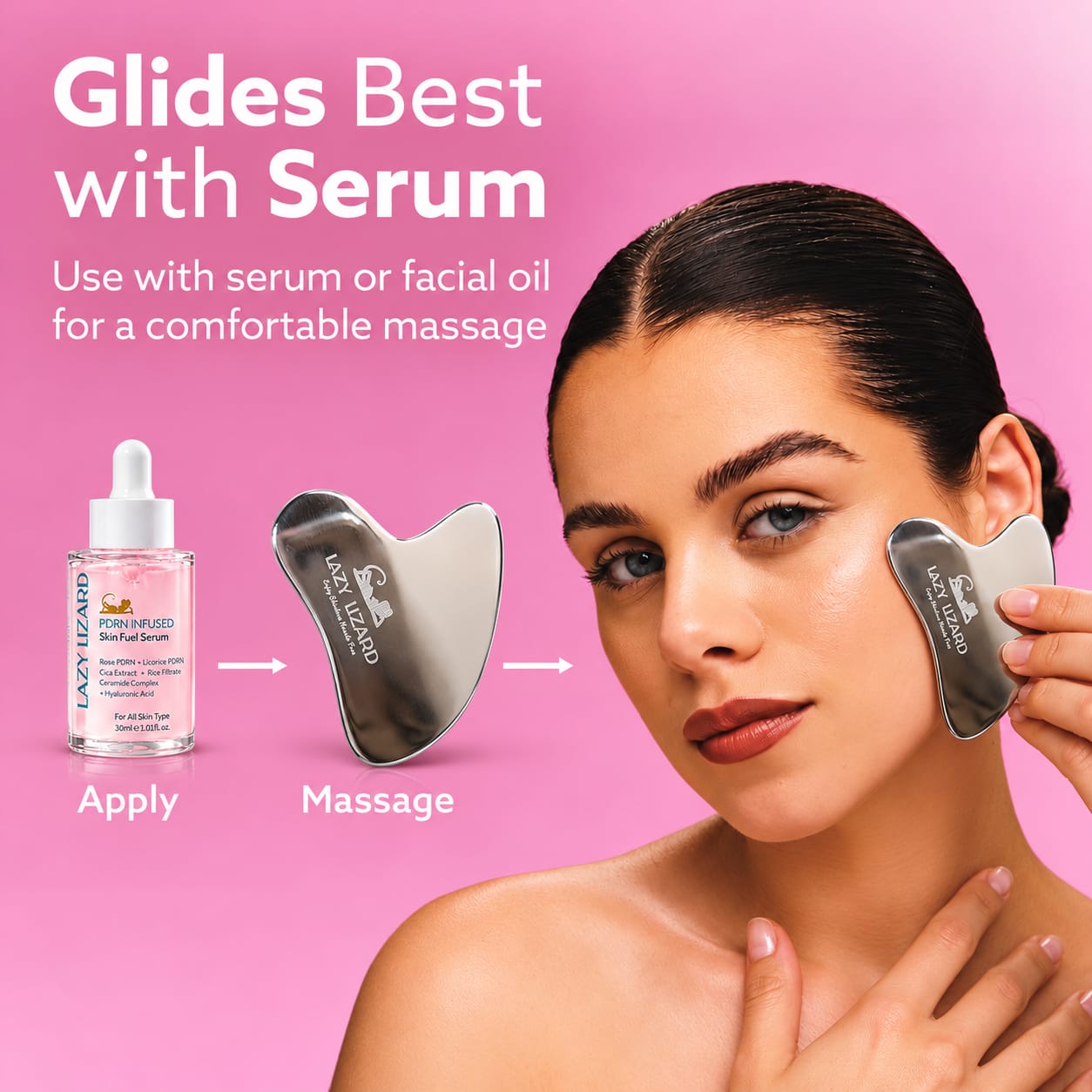 Stainless Steel Gua Sha Facial Sculpting Tool - LazyLizard-skincare