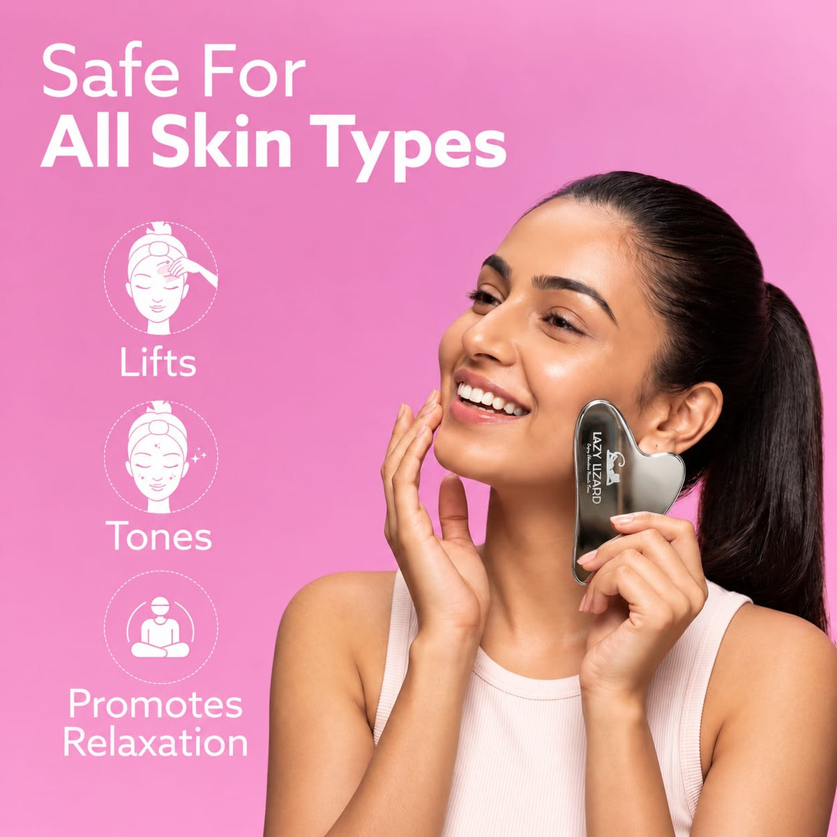 Stainless Steel Gua Sha Facial Sculpting Tool - LazyLizard-skincare